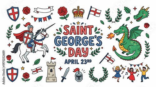 Saint George's Day Celebration Cartoon Illustration