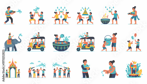 Songkran Festival Thailand Water Fight People Celebration