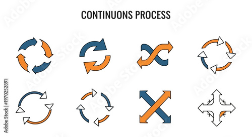Continuous Process Arrows Icon Set for Workflow, Cycle, Refresh, and Repeat Concepts