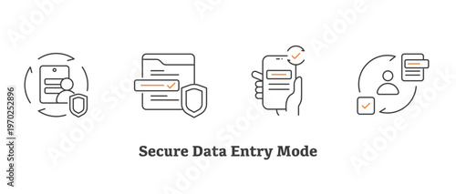 Secure Data Entry Mode icon, Protected Form Input for Safe Information Submission, Encrypted Data Entry System for Secure Online Forms icon