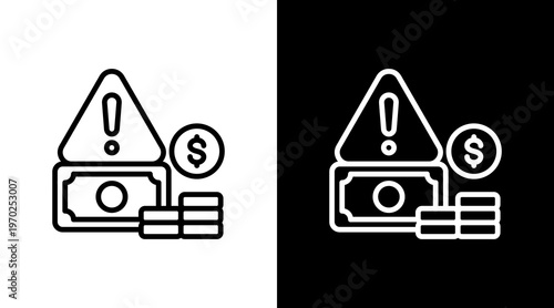 Financial Risk White Icon Set Design