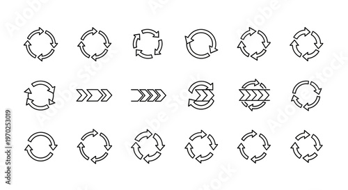 Doodle Arrow Icons Set: Refresh, Recycle, Loop, and Directional Symbols