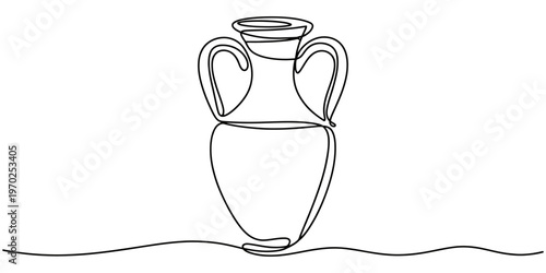 continuous one line drawing Ancient vase, antique pottery, line art, minimalist vector, decorative object