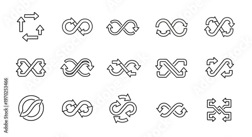 Infinity and Loop Arrows Icon Set: Continuous Cycle and Repeat Symbols
