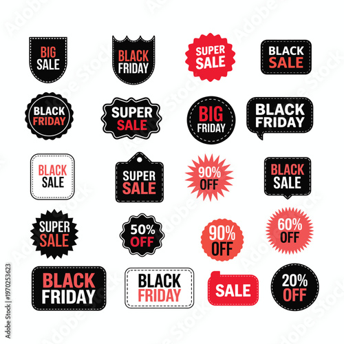 Black Friday Sale Badges and Labels Vector Set