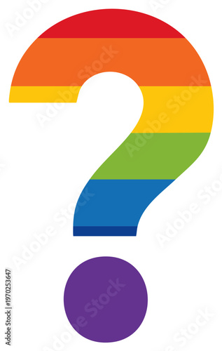 Rainbow Question Mark Symbol of LGBTQ Pride and Questioning Identity