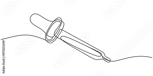 continuous one line drawing Pipette, laboratory equipment, medical tool, science instrument, dropper