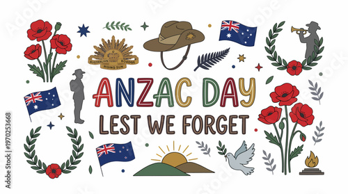 Anzac Day Lest We Forget Illustration