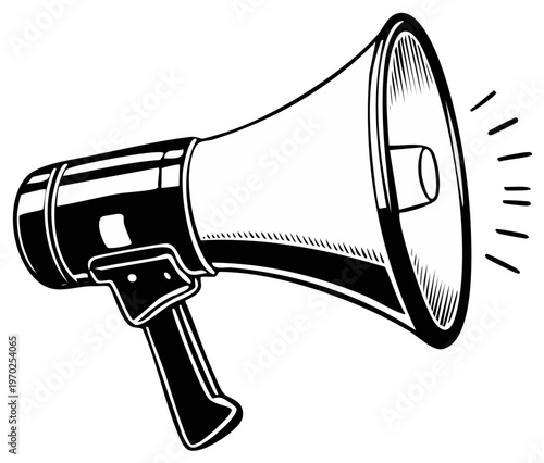 Vintage Megaphone Illustration with Sound Waves Vintage Propaganda Tool