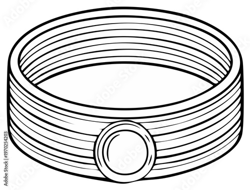 Simple Outline Drawing of a Stacked Bracelet with a Single Gemstone Accent