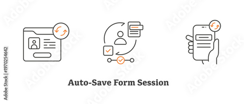 Auto-Save Form Session icon, Automatic Form Data Recovery and Session Persistence, Smart Form Progress Saving for Uninterrupted User Experience icon