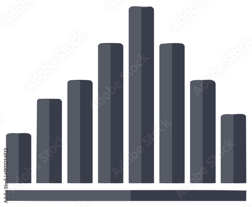 Vertical grey column chart illustration showcasing data analysis and statistical representation