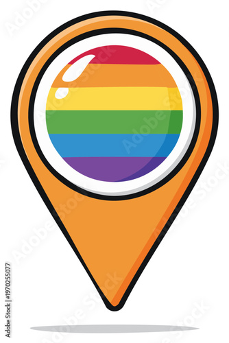 Navigation Icon with Rainbow Pride Flag Inside for LGBTQ+ Community Support and Equality