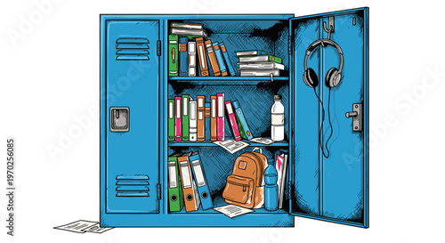 School locker with books illustration