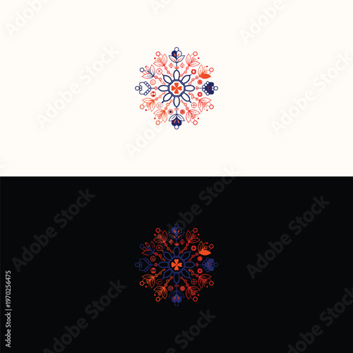 A beautiful abstract logo showcasing an elaborate circular floral and geometric mandala design with intricate interwoven patterns.