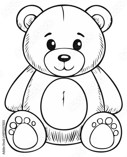 Outline sketch of a cuddly teddy bear illustration