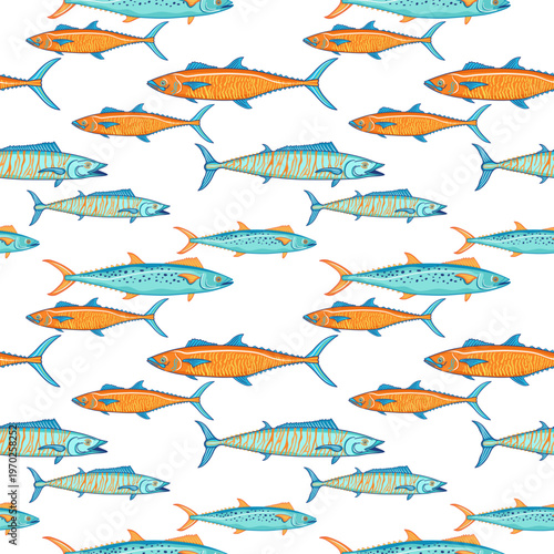 Vector Hand drawn illustration colourful of summer,coastal,Graphic elements. seamless patterns for fabric, textiles, clothing, wrapping paper, backdrop, banner, illustration, abstract backgrounds.

