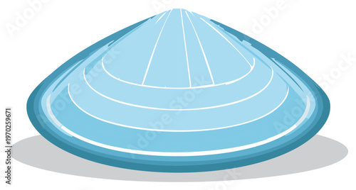 Light Blue Seashell Illustration with Gradated Tones and White Lines Vector Art