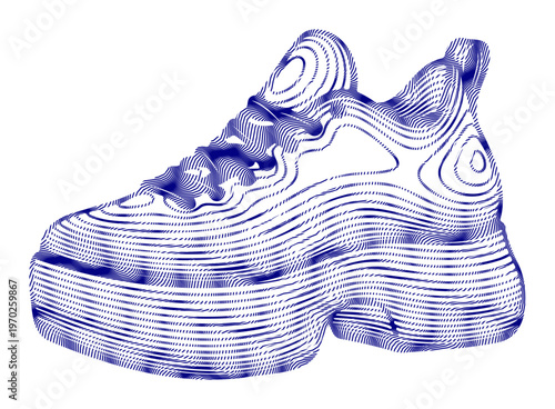 Blue sneaker, illustration, vector shoe, fashion design, footwear