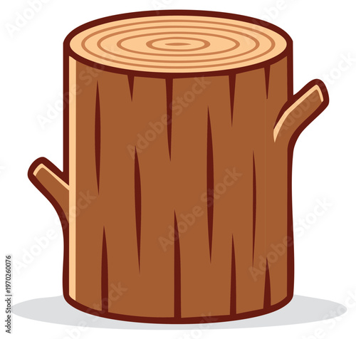Cartoon illustration of a sawn wooden log with two protruding branches