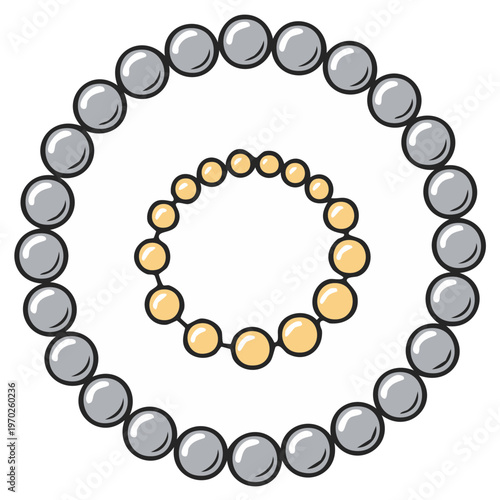 Two spiral necklaces with pearl beads vector illustration