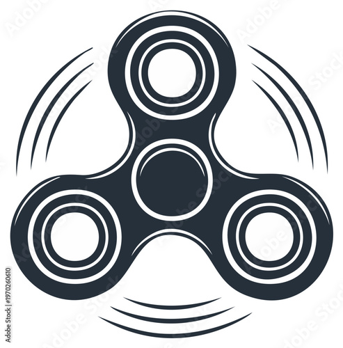 Rotating Fidget Spinner Illustration Demonstrating Motion Blur for Stress Relief Gadget