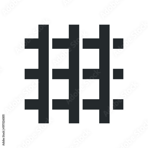 A bars icon. A symbol of arrest, punishment, or imprisonment. A symbol of prison, police, or a bandit. An attribute of a prison cell, a barrier, or law enforcement. Vector.