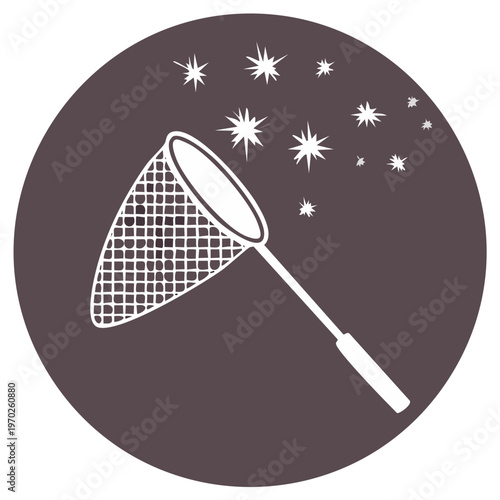 Vector icon of a net catching stars a concept for dreams ideas and ambition