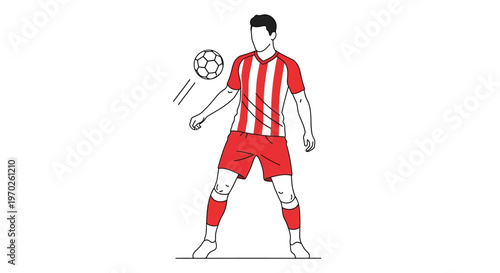 Man in red soccer uniform kicking.