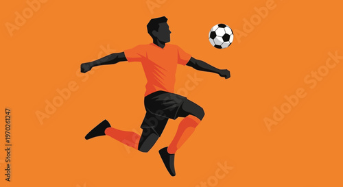 Man Kicking Soccer Ball in Air.