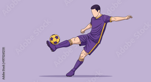 Man Kicking Soccer Ball in Air.