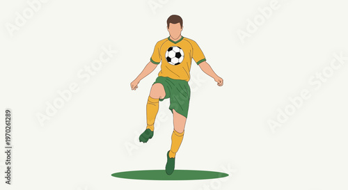 Man Playing Soccer Wearing Yellow.