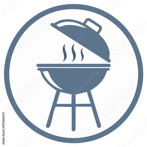 Charcoal Grill Vector Icon With Smoke in Circle Shape