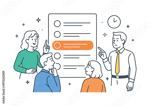 A simple clarity of task importance scenario where professionals instantly identify which activity requires immediate attention in a workflow, using a