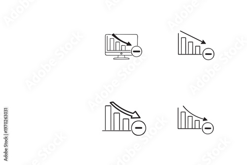 down arrow chart symbol icon set,