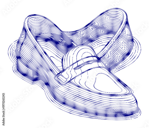 Blue, vector illustration, loafer shoe, fashion design element, footwear template