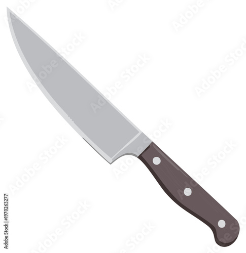 Chef knife vector illustration isolated. Classic kitchen utensil for chopping and food preparation.