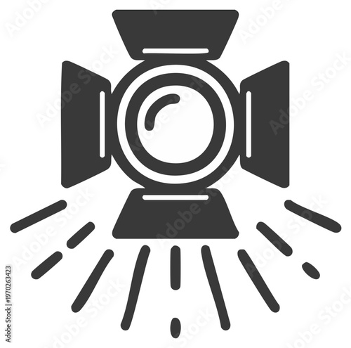 Spotlight icon, illustration, cinema, movie, film, studio, light beams