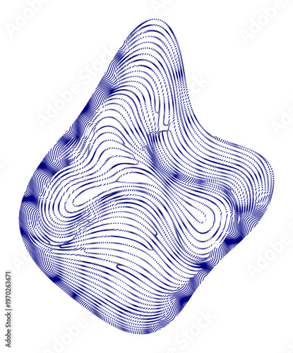 Abstract blue fingerprint, biometric scan, vector illustration, futuristic design element