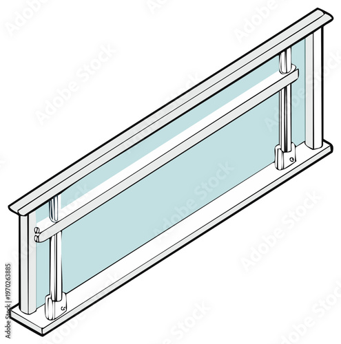 Modern glass railing system with metal supports for balconies and decks