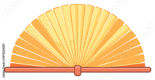 Fan illustration, abstract design, hand fan cartoon style, isolated