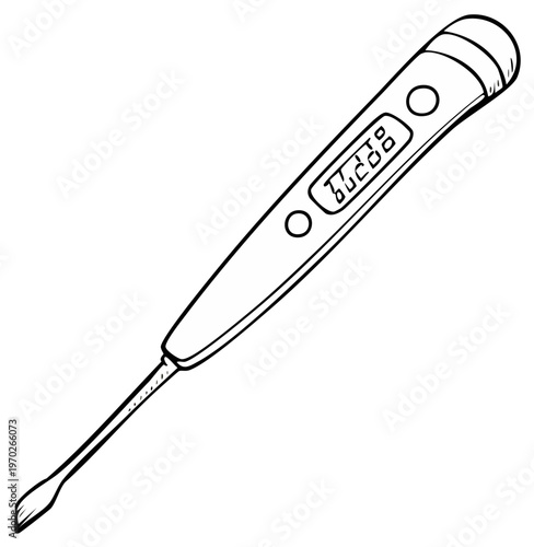 Digital Thermometer Vector Illustration for Medical Health and Temperature Measurement