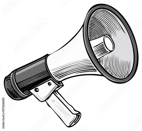 Vintage Megaphone Illustration Loudspeaker Communication Device Announcement Speaker Device