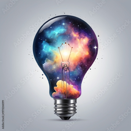 light bulb on blue background