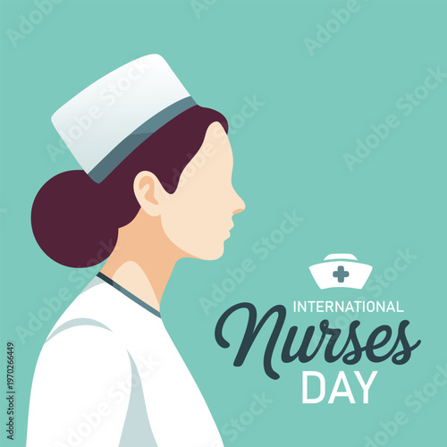 International nurses day banner with woman nurses on blue background