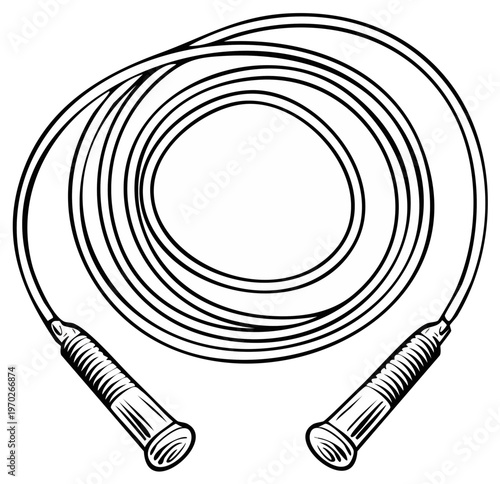 Illustrated vector graphic of a coiled jump rope for exercise