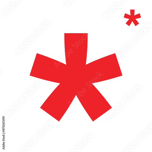 Asterisk (superscript asterisk). Indicates a footnote, explanation, or comment. Used to censor words. A multiplication sign in mathematics. A typographic mark used to indicate ambiguity. Vector.