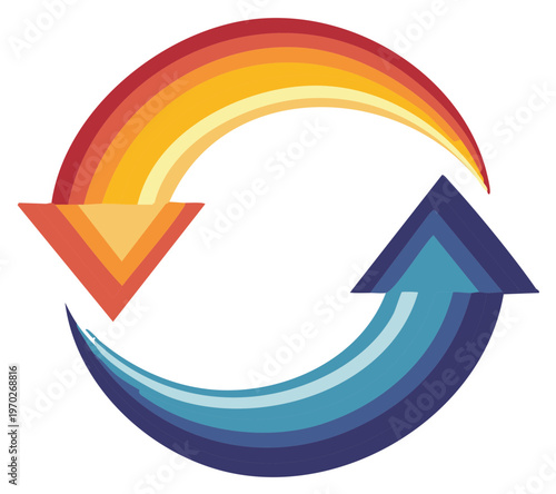 Abstract vector illustration of opposing gradient arrows forming a continuous cycle of flow and exchange