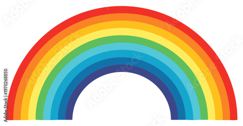 Bright Colorful Arched Rainbow Illustration with Full Spectrum of Vivid Colors