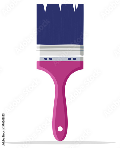 Paintbrush with Pink Handle and Blue Bristles for Painting Projects at Home